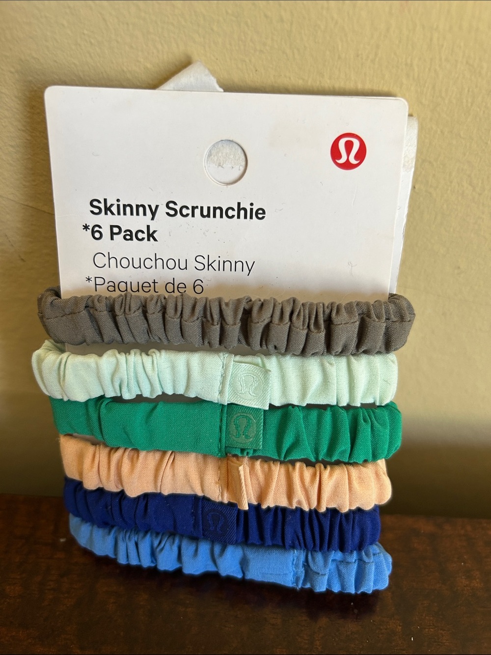 lululemon athletica Skinny Scrunchie 6-Pack — Green, Blue, Peach & Gray